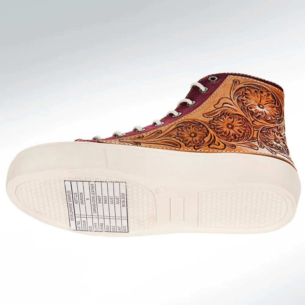 American Darling ADFT123 Hand tooled carved genuine leather trim lightweight shoe footwear slip on