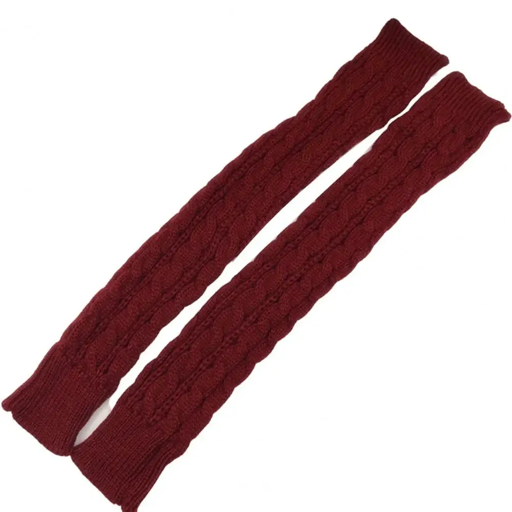 Arm Warmers Fingerless Thumb Hole Super Soft Knitted Stretchy Cold Resistant Solid Color Winter Long Sleeves Gloves Mitten