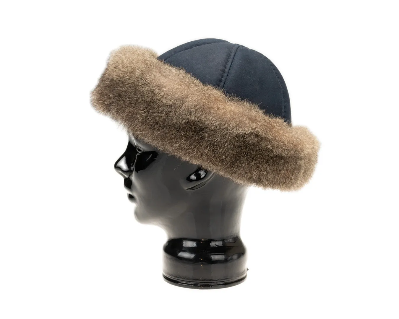 Classic Grey Fur Hat | Blue Crown