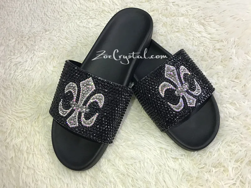PROMOTION 20% off New Item - Fashionable Cool Black SANDALS / SLIDES with Cross
