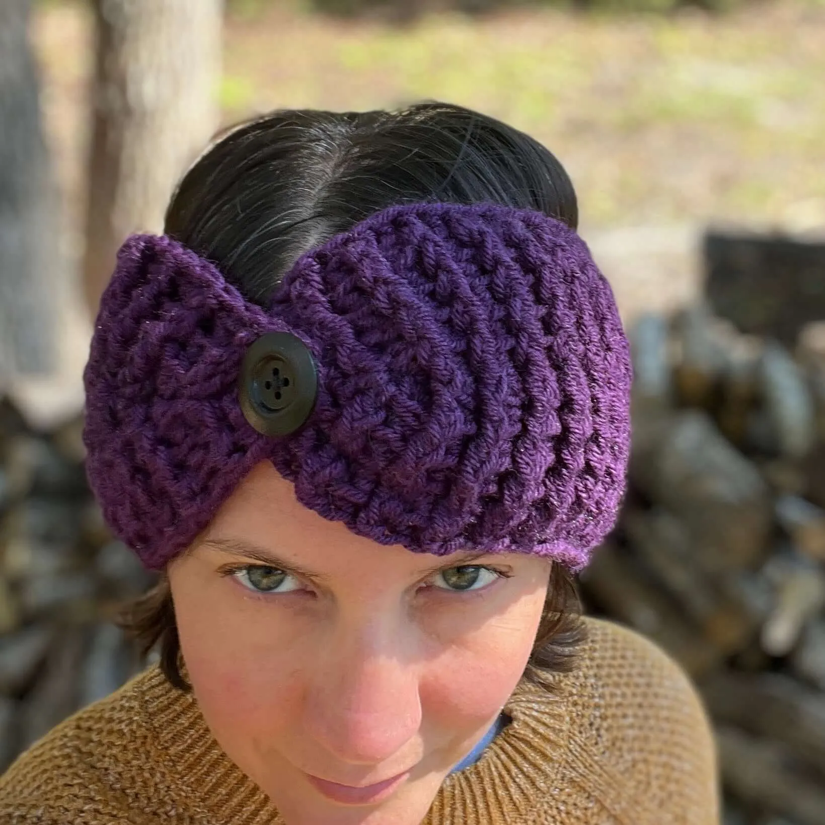 Winter Headband with Fleece Lining - Winter White Tweed