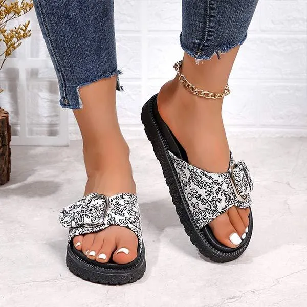 Women's Platform Belt Buckle Slides 48165361C