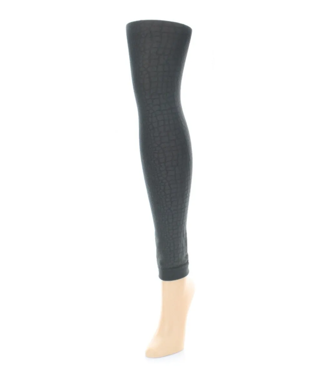 Women's Snakeskin Fleece Lined Footless Winter Tights